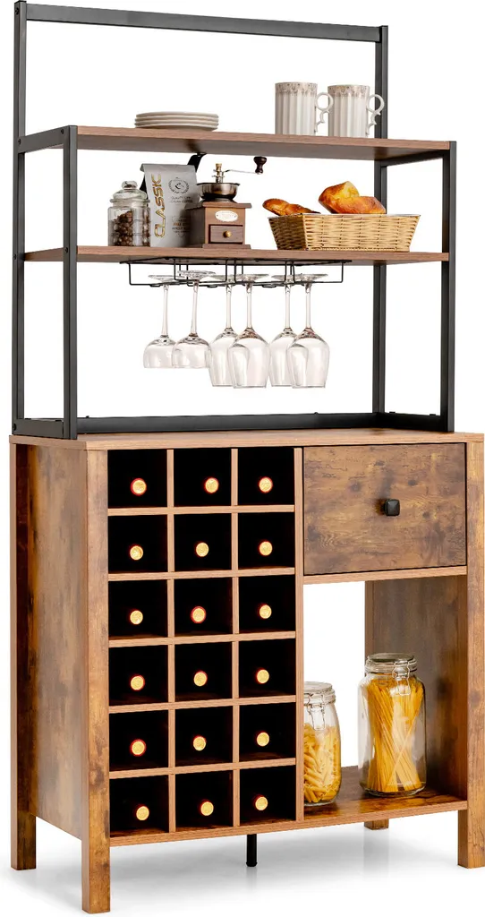 Gagnez de la place avec cette armoire de cuisine marron porte-bouteille