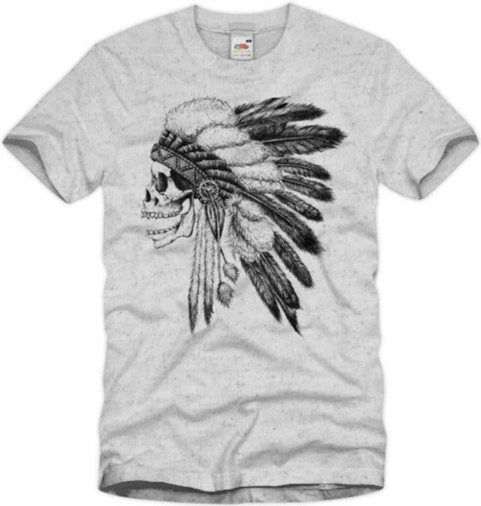 style3 Biker Indian Skull Herren T-Shirt Totenkopf Motorrad Tattoo