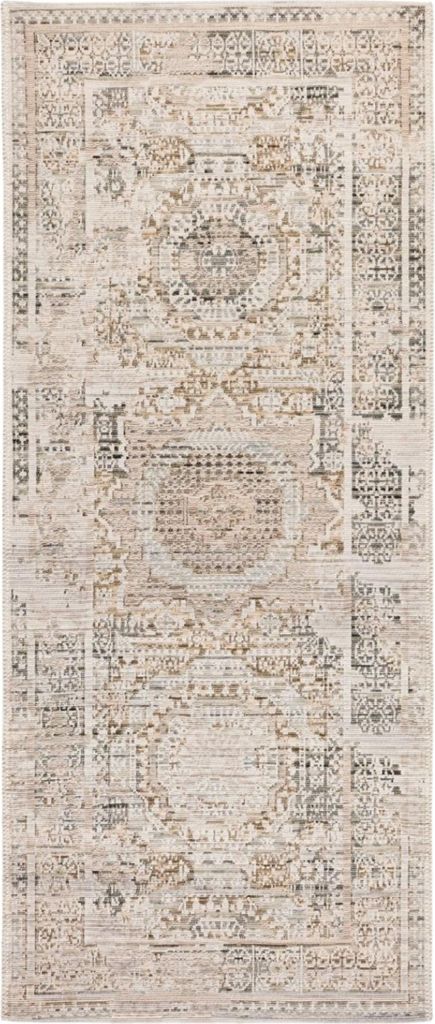 Teppichläufer 80x200 - Beige - Wolle und Baumwolle - Kurzflor - Küchenläufer - Teppich - Vintage-Stil - 800 g/m²