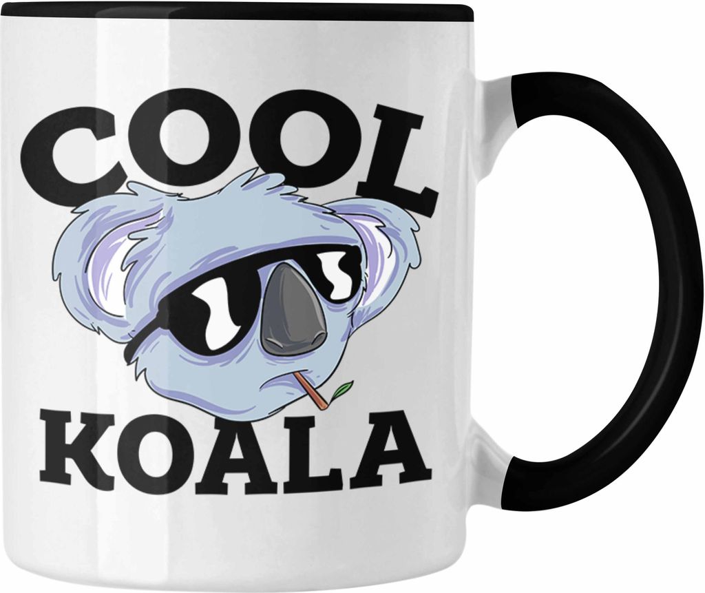 Trendation - Tasse Koala Geschenkidee für Koala-Liebhaber Tasse Koala-Aufdruck (Schwarz)