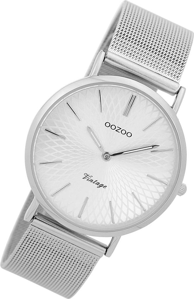 Oozoo Armbanduhr silber Edelstahl Vintage Series Damen Analog-Quarzuhr UOC9341