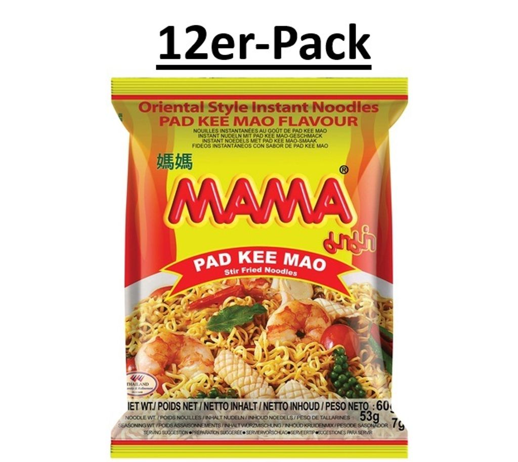 12er-Pack MAMA Instant Nudeln Pad Kee Mao 60g Produktbild 