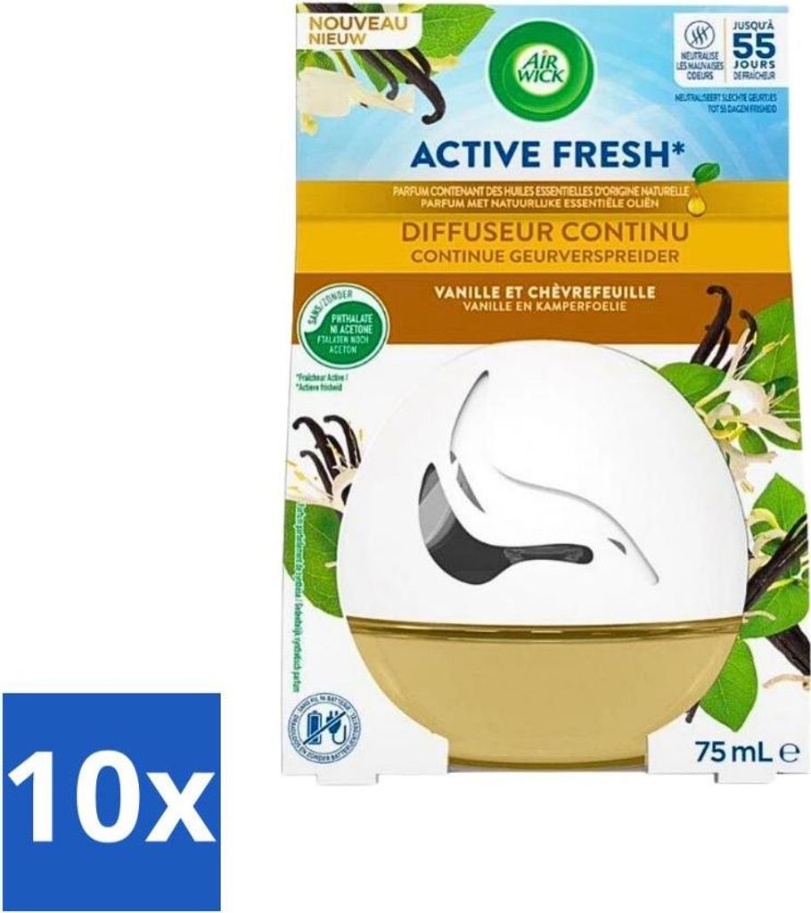 Air Wick Decosphere – Lufterfrischer – Vanille & Geißblatt – 75 ml - Vorteilspack - 10 Stücke