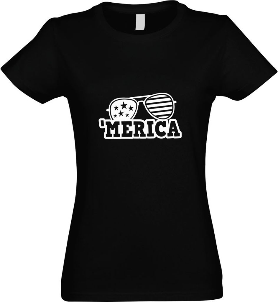 Kiwistar - T-Shirt tailliert - Damen - schwarz - Merica - USA Amerika - mit Motiv Bedruckt - Funshirt Design - Sport - Freizeit - Damen - XL