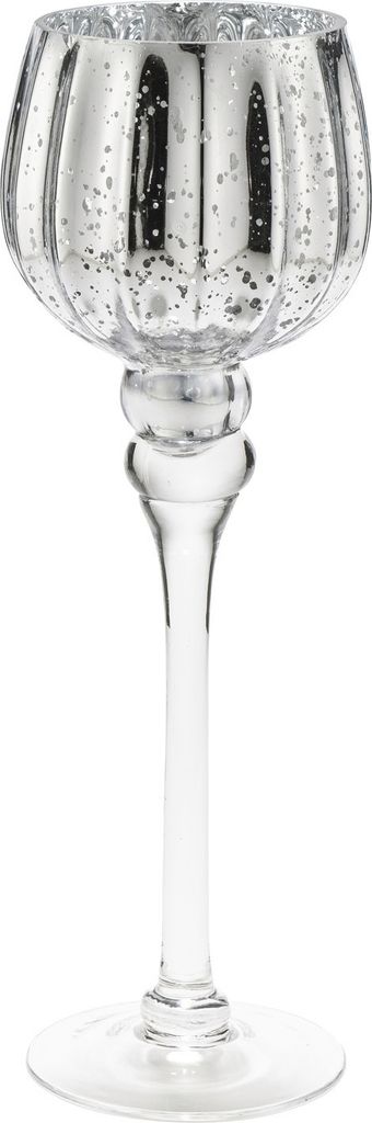 Windlicht - Silbergrau - Transparent - Glas - Ø 12 cm