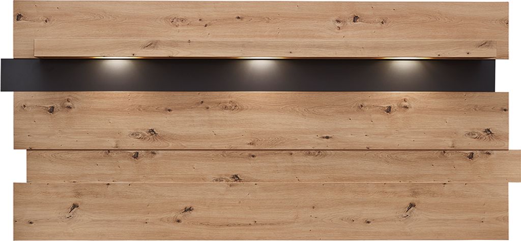 Wandpaneel inkl. LED-Beleuchtung MANRESA-36 in Artisan Eiche Nb. mit Graphit, B/H/T: ca. 202/93/26 cm