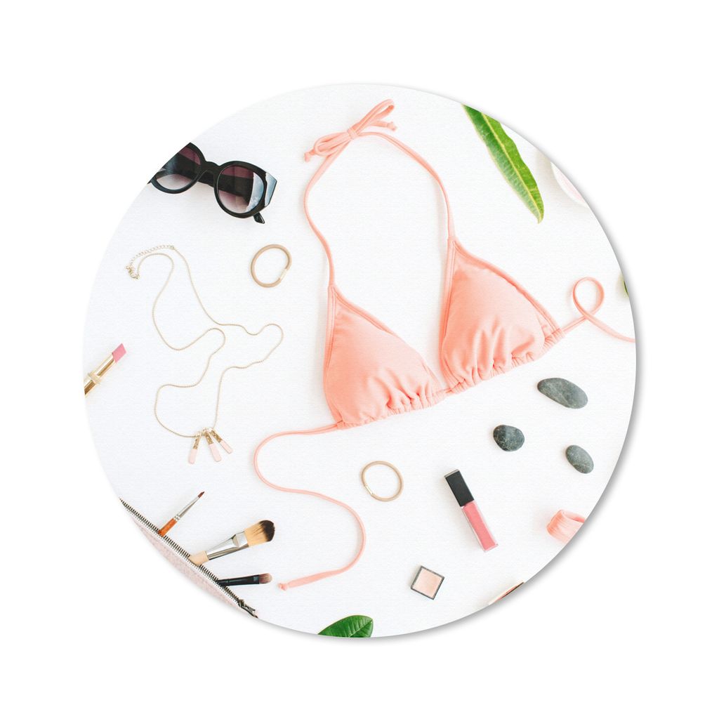 MuchoWow Mauspad Mousepad Bikini - Rosa - Sonnenbrille 20x20 cm - Mousepads - Maus Mat - Pad - Mausunterlage - Schreibtischmatte
