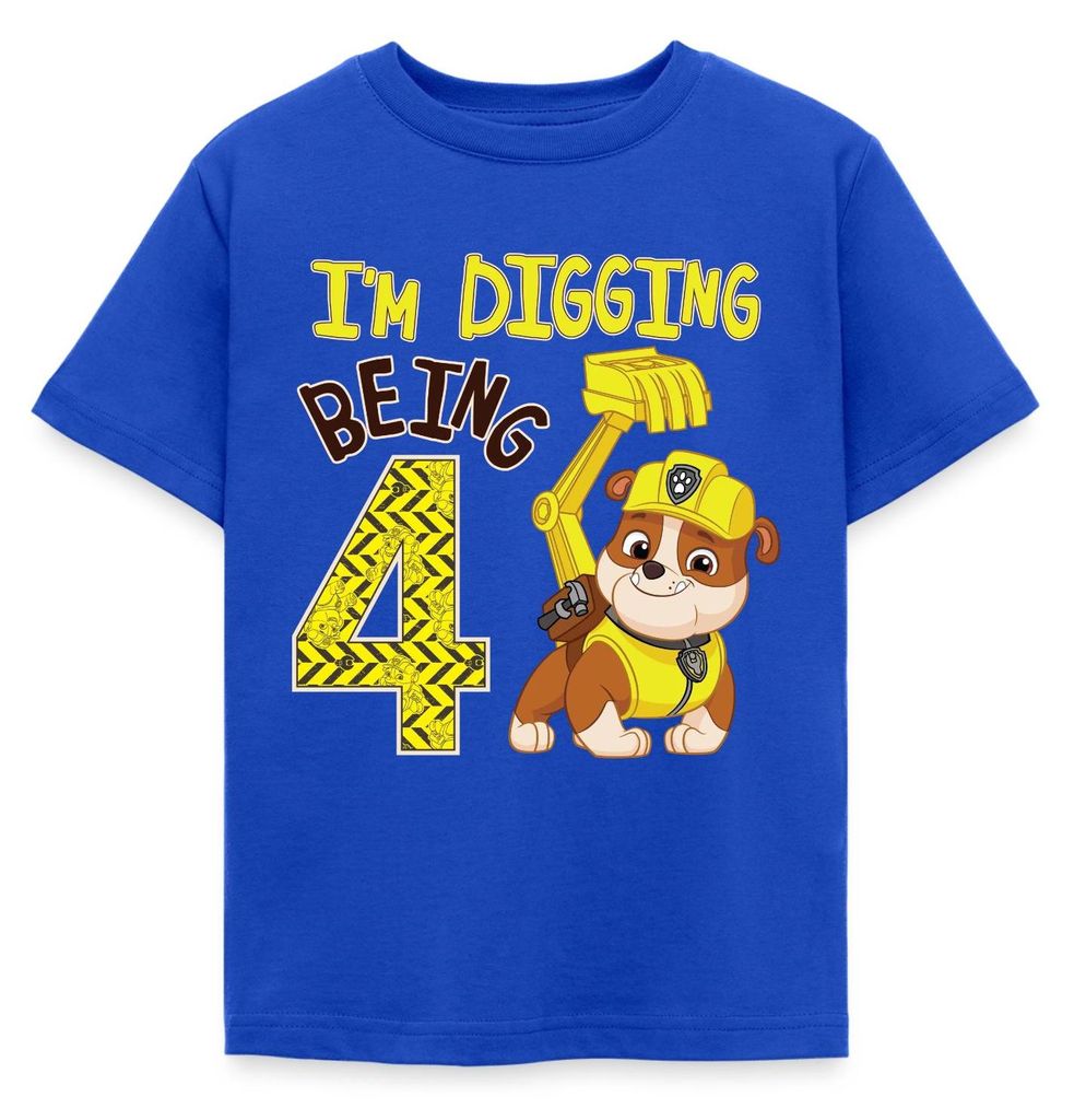 Spreadshirt Paw Patrol Rubble 4. Geburtstag Kinder T-Shirt, Produktbild 