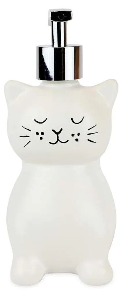 Fini le désordre : distributeur savon céramique blanc chat anti-fuite