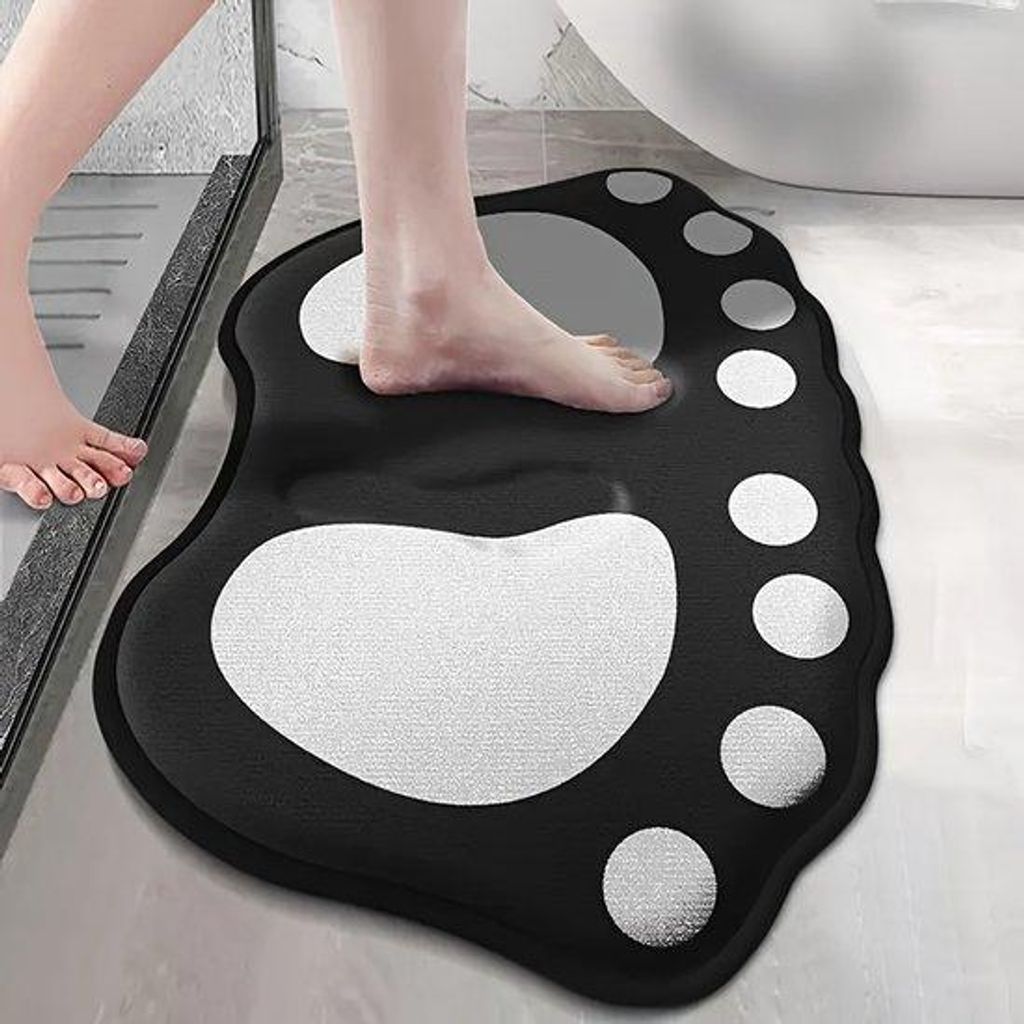 Zweifach antislip Badmat aus Flanel mit Relief-Blattmuster, neue Toilettebrille, Badezimmer-Tapete, Badmat, Toilettebrille, Badezimmermat (schwarz)...