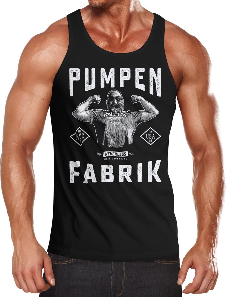 Herren Tank-Top - Pumpen Fabrik - Gym Fitness Sport Muskelshirt Muscle Shirt Neverless schwarz L