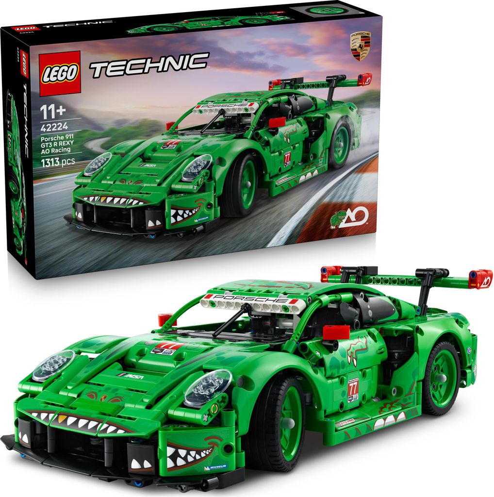 LEGO Technic Porsche 911 GT3 R REXY AO Racing Rennwagen - Porsche Modellauto - Rennwagen zum Sammeln und Ausstellen - Porsche Modell Bauset ab 11 J...