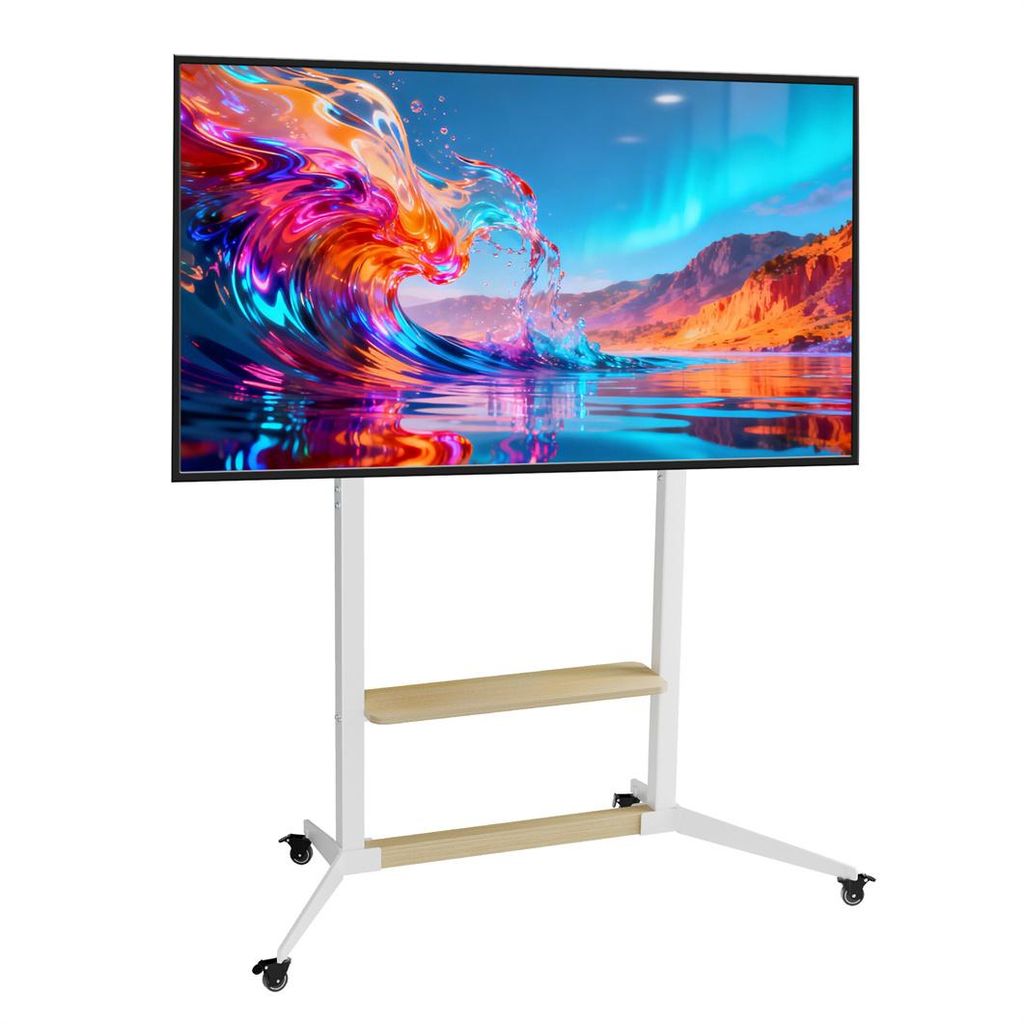 WISFOR TV Standfuss Höhenverstellbar, TV Ständer Rollbar, TV Wagen mit Ablagen für 40-100 Zoll Fernsehstand, VESA 800x600mm, bis Max 100kg