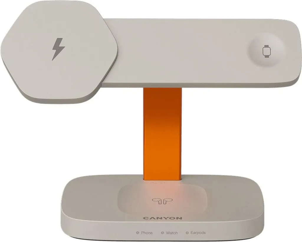 Station 3-en-1 CANYON Hexagon 310 blanc pour charger iPhone et montre à la fois
