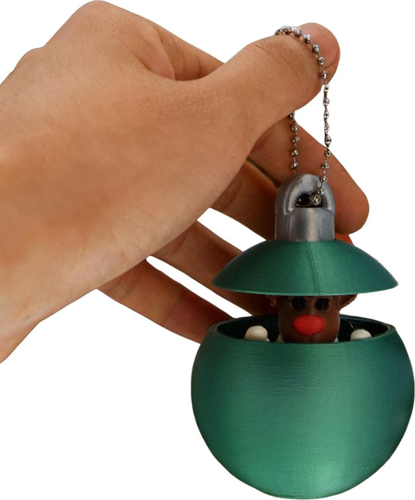 Weihnachtskugeln, 3D-gedruckte Weihnachtsmann-/Rentier-/Schneemann-Motive, versteckte Weihnachtskugel zum Aufhängen für Weihnachtsbaum und Weihna...