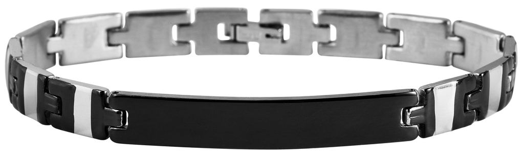 Akzent Gliederarmband aus Edelstahl in silberfarbig mit IP Black-Beschichtung