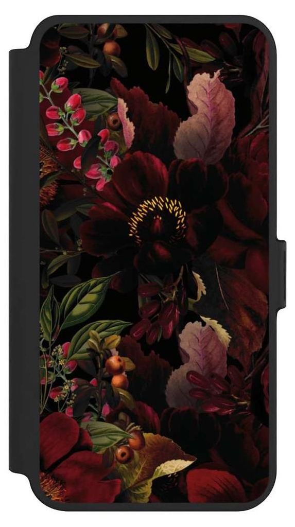 NIVOCASE Klapphülle für Samsung Galaxy S25+ Handyhülle aus Kunst Leder NIVOflip schwarz Blumen Utart Wiese