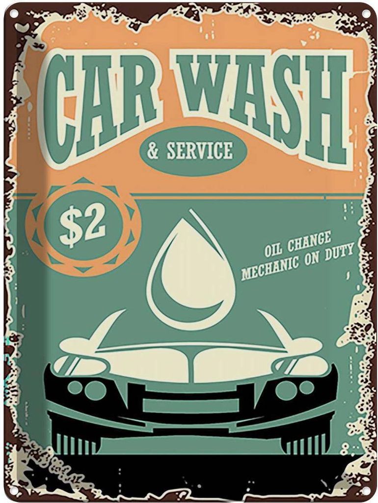 vianmo Blechschild 40x30 cm Car Wash Service mechanic on duty Warnschild Hinweisschild Sicherheit Vorsicht