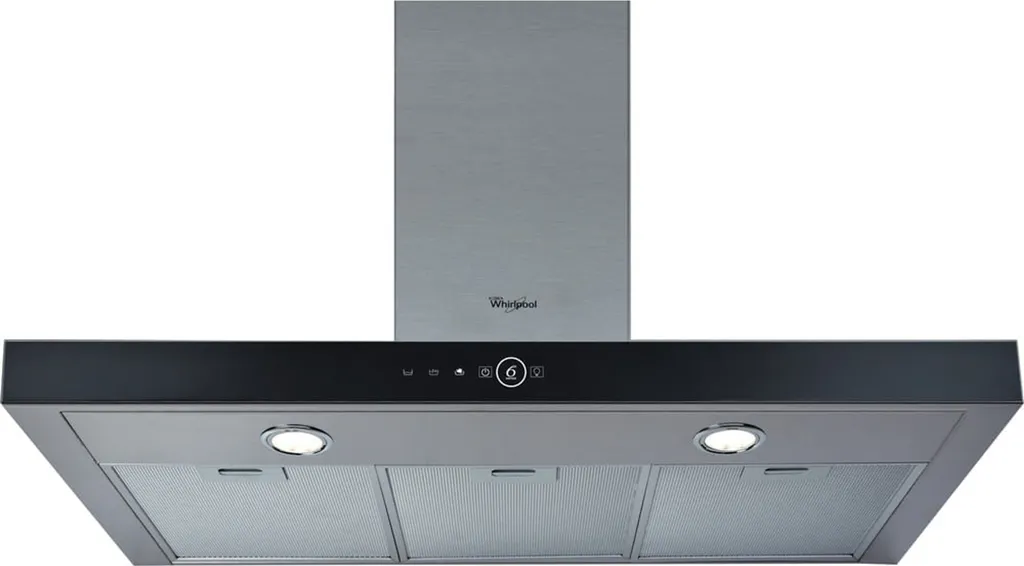 Hotte Décorative 90cm Whirlpool Aspiration Puissante 713m3/h Finition Inox