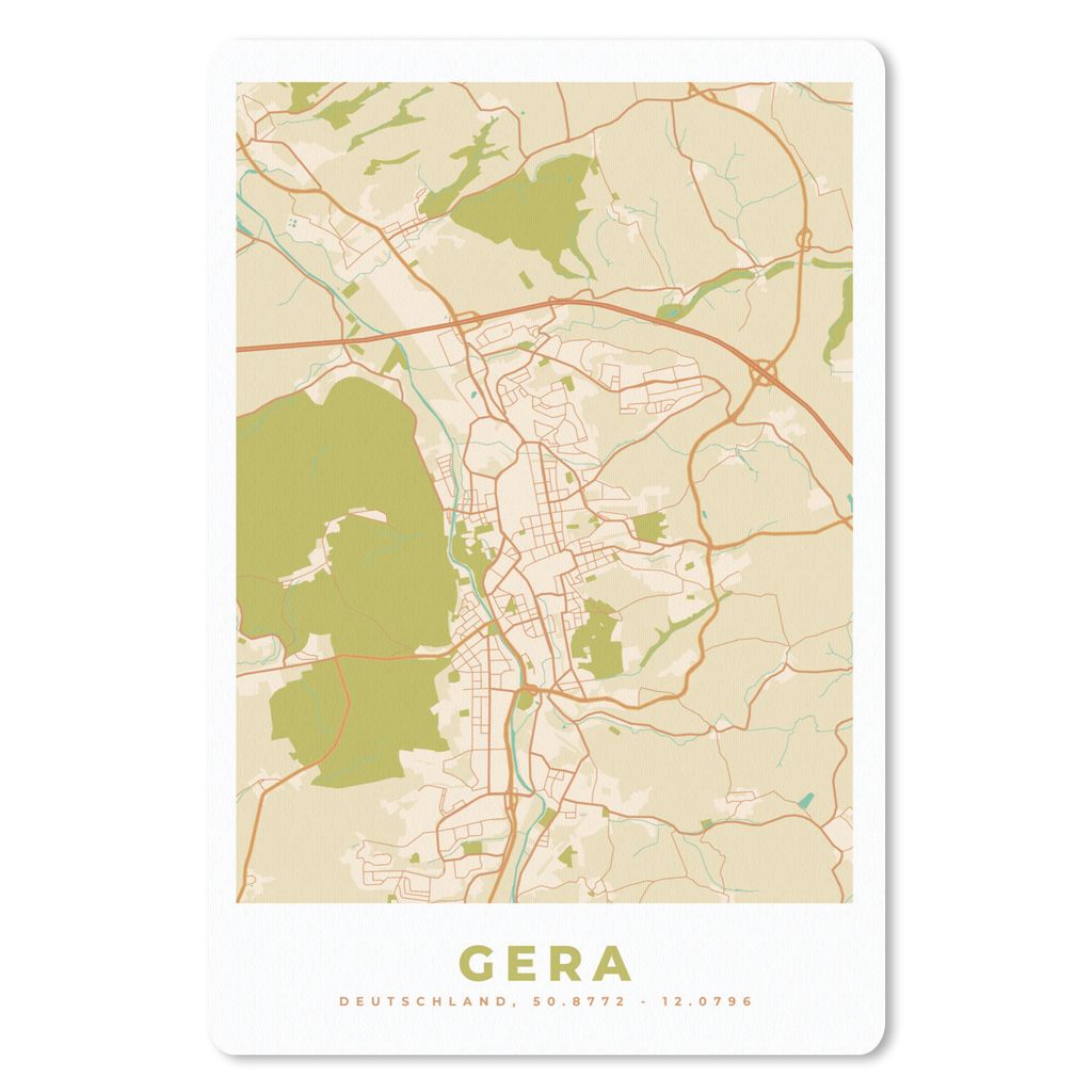 MuchoWow Mauspad Mousepad Karte - Jahrgang - Gera - Stadtplan 18x27 cm - Mousepads - Maus Mat - Pad - Mausunterlage