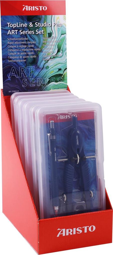 Aristo TopLine Zirkel mit Studio Pen 6er Display ART Series Set sortiert
