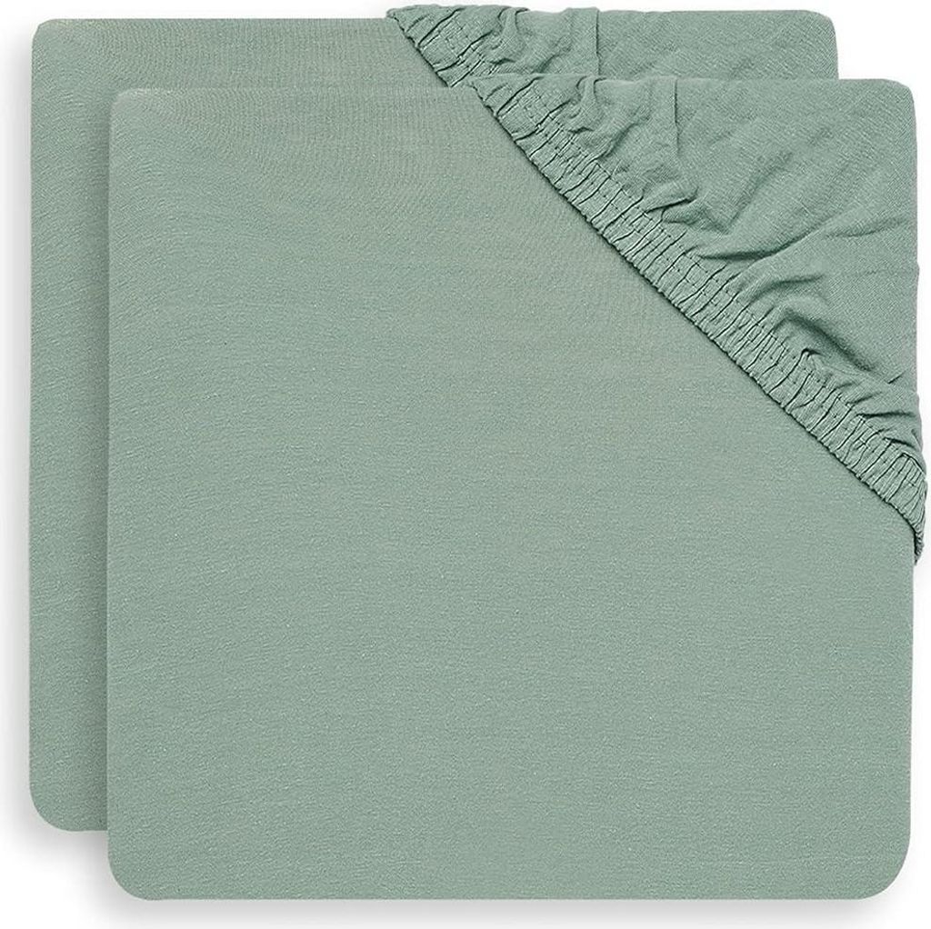 Jollein Spannbettlaken Boxspringbett Jersey 75x95cm - aschgrün 2 Stück