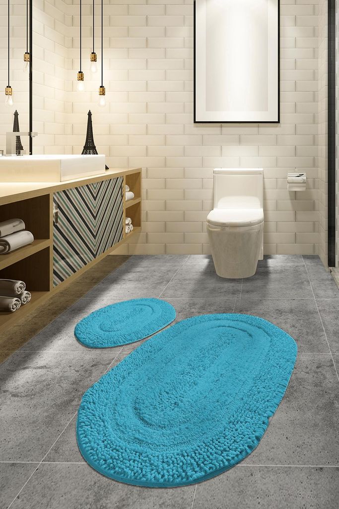 Bosdela Badezimmerteppich Set - 60x100 cm + 50x60 cm Produktbild 
