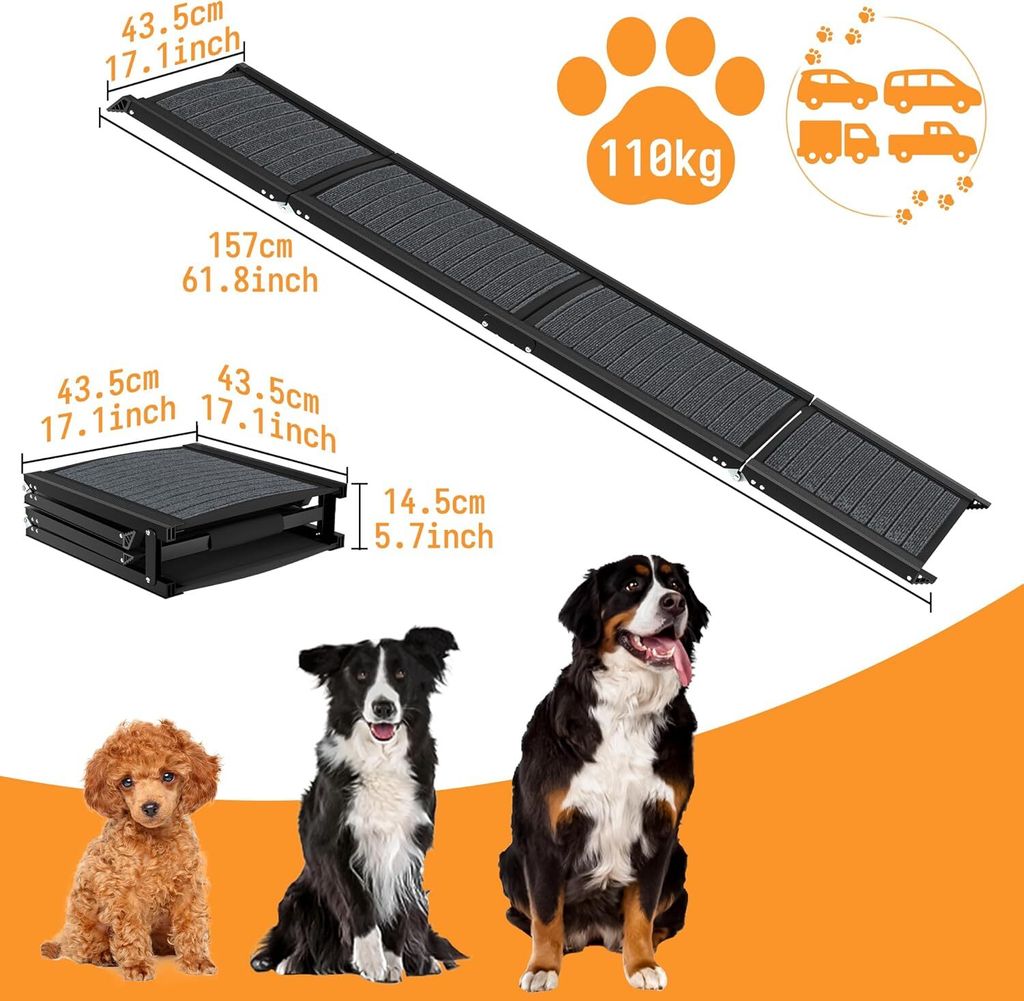 JNGLGO Hunderampe Klappbar Hundetreppe Auto Faltbare Produktbild 2