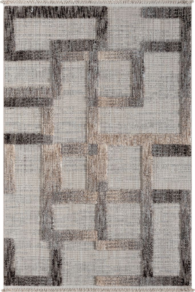 MY-RUG Teppich Kavya, 200x140, Grau, 3D-Design, Wohnzimmerteppich, Hoch-Tief-Design, Rechteckig