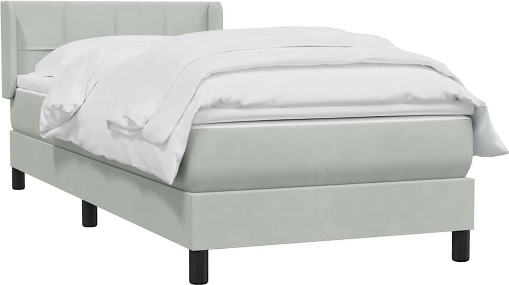 vidaXL Boxspringbett mit Matratze Hellgrau 80x210 cm Samt