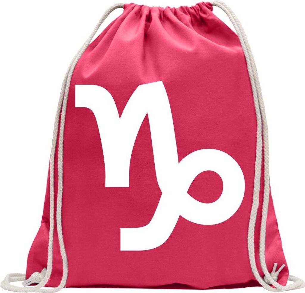 Kiwistar - Turnbeutel - pink - Steinbock Sternzeichen - Fun Rucksack Sport Beutel Gymsack Baumwolle mit Ziehgurt