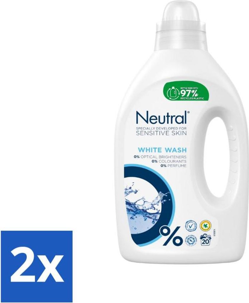 Neutrales Flüssigwaschmittel Weiß 20 Wäschen 1 Liter - Vorteilspack - 2 Stücke