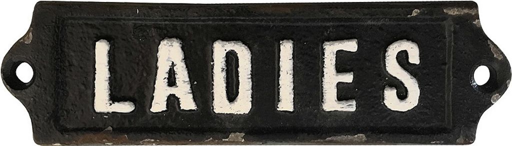 Türschild LADIES Damen-WC Toilettenschild Antik-Stil Gusseisen Schwarz Weiß