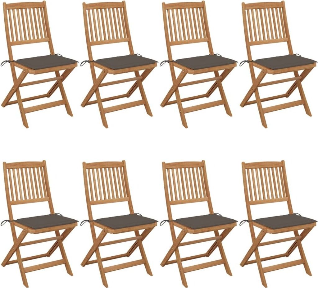 Klappbare Gartenstühle 8 Stk. mit Kissen Massivholz Akazie