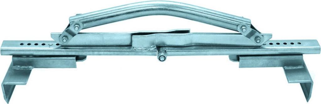 A metal lifting device on a white background.