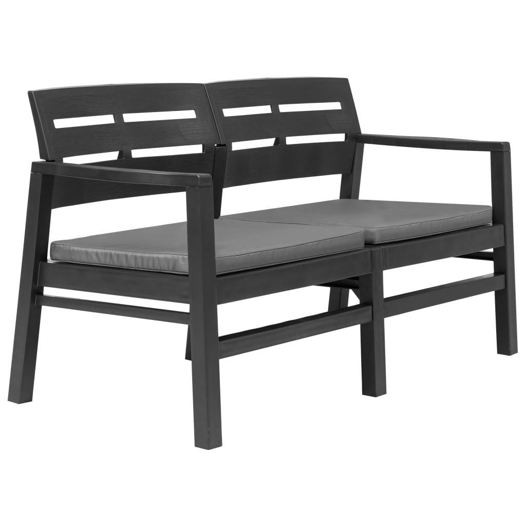 Möbel 2-Sitzer-Gartenbank mit Kissen Anthrazit 133 cm Kunststoff - Gartenbänke 45623
