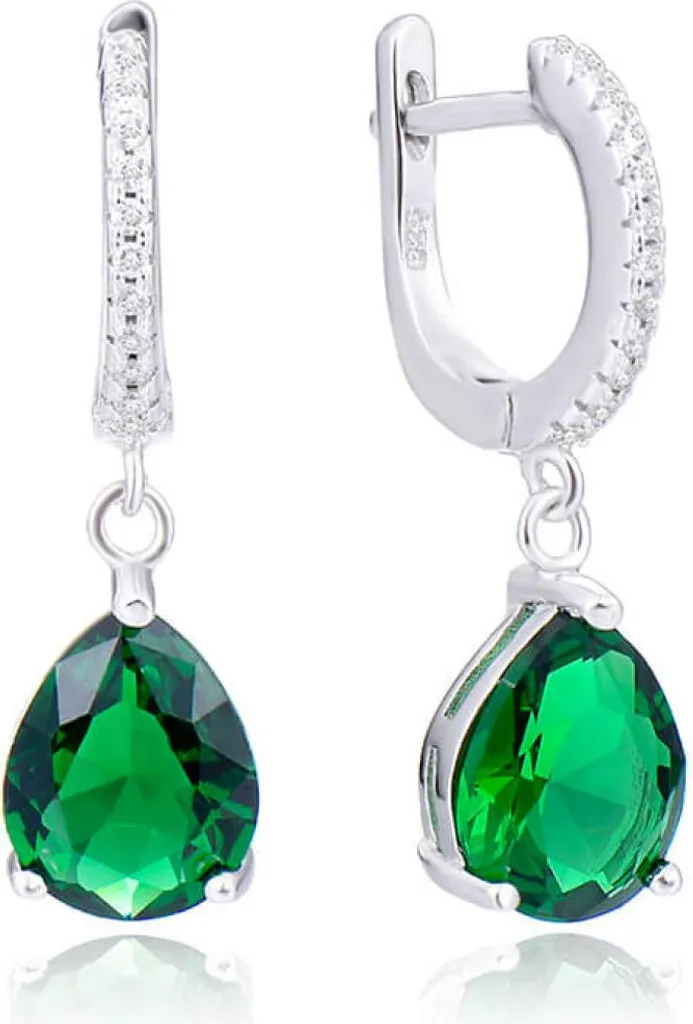 Boucles d'oreilles en argent et zircons verts AGUC2249 chic