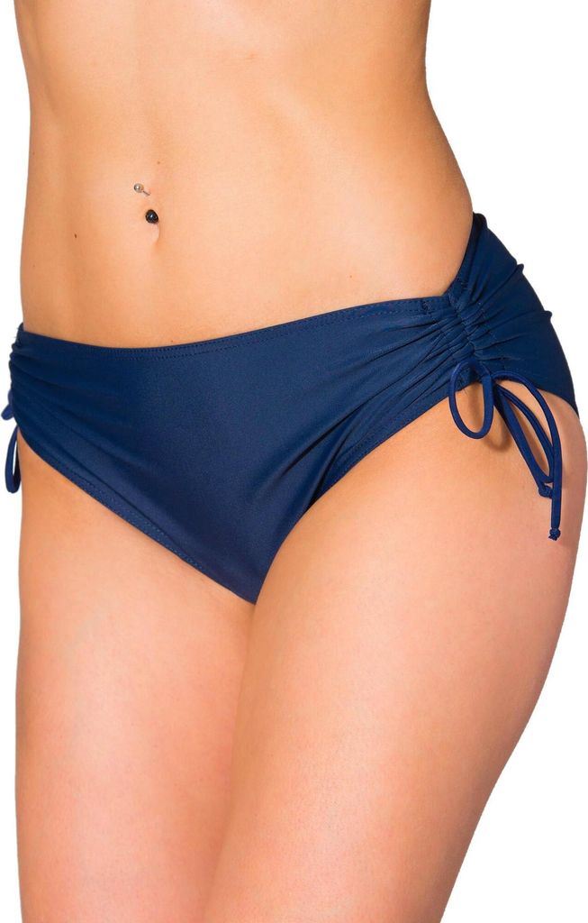 Aquarti Damen Bikinihose mit Raffung und Schnüren, Farbe: Dunkelblau, Größe: 50
