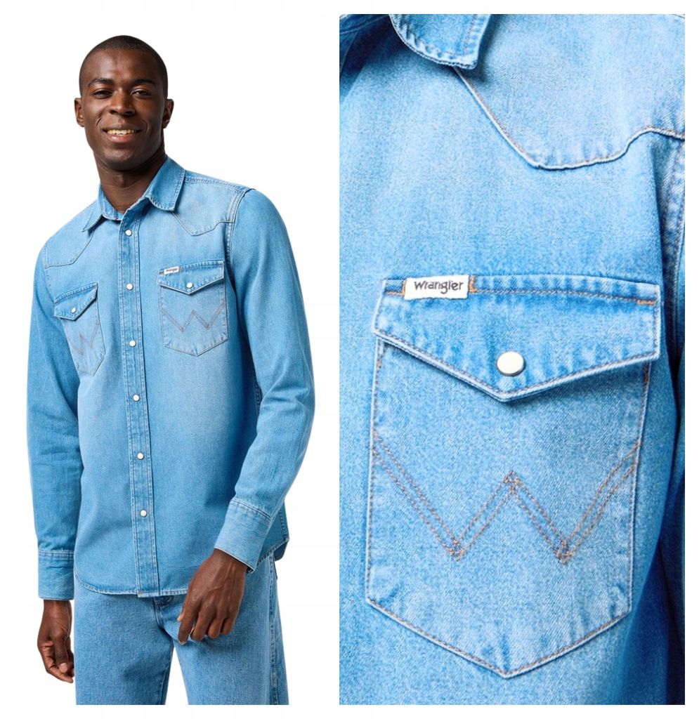 WRANGLER | Westernhemd für Herren, Jeanshemd, mittelhelle Waschung, XL