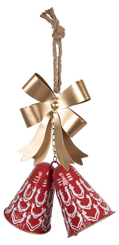 Clayre & Eef Weihnachtsanhänger Klingel 26x10x29 cm Rot Metall