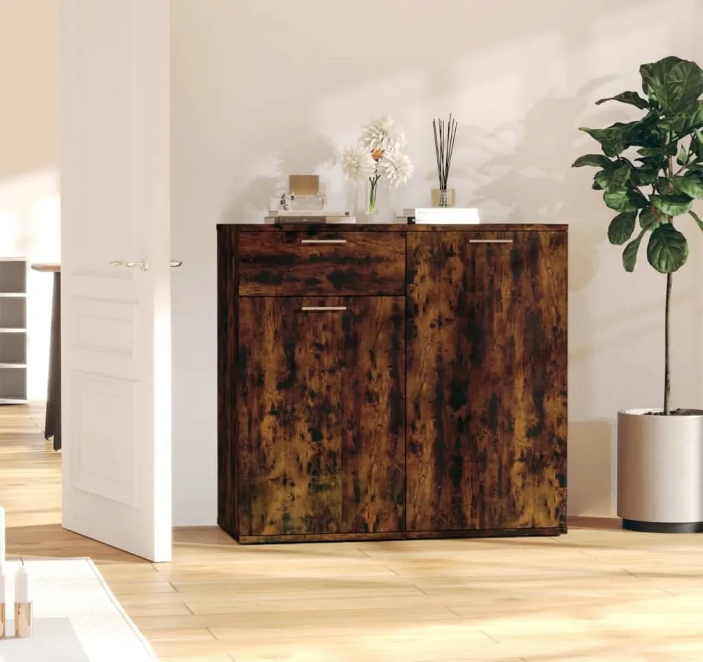 Credenza Rovere Fumé 80x36x75 cm - Mobile Madia Design The Living Store