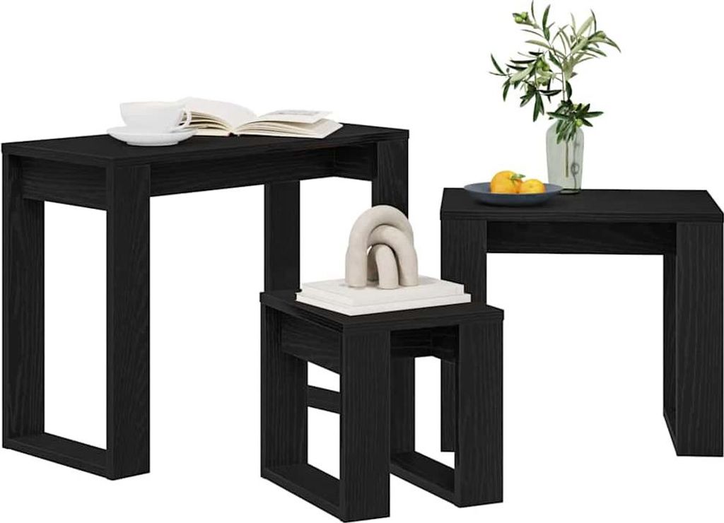 Satztische 3 pcs Schwarz Eichen-Optik Holzwerkstoff