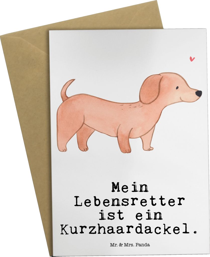 Mr. & Mrs. Panda Klappkarte Dackel Kurzhaardackel Lebensretter - Weiß - Geschenk, Dachshund, osterkarte, einladungskarten, glückwunschkarten, Tec...