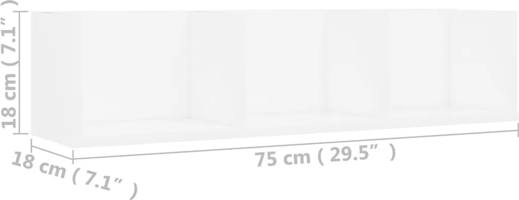 Scaffale Porta CD Bianco 75x18x18 cm | Mobiletto da Parete The Living Store - 6