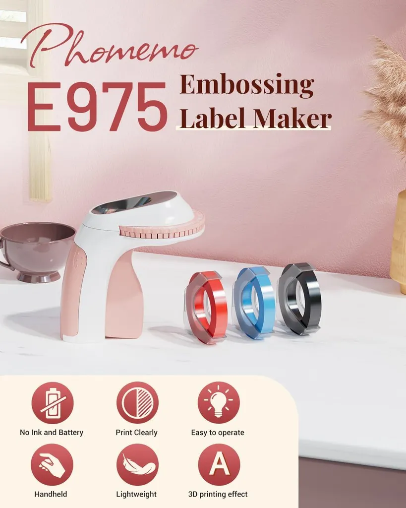 Machine à Gaufrer 3D Phomemo E975 avec Impression Relief Multi-Symboles
