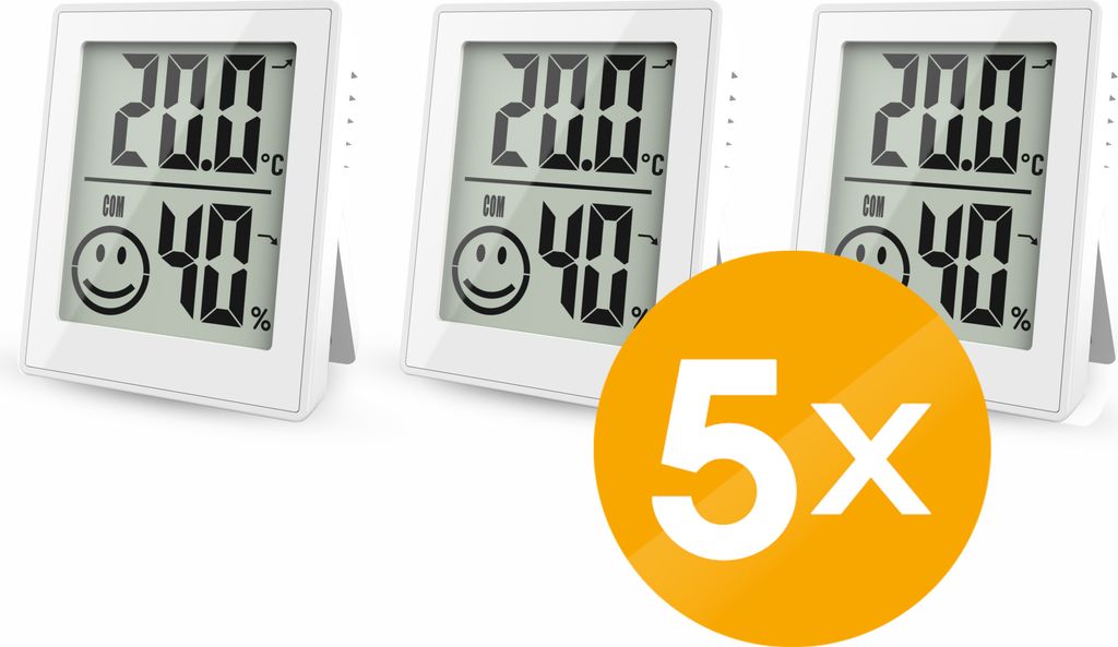 5x Thermo-/Hygrometer 3er Set mit Smiley-Komfortanzeige