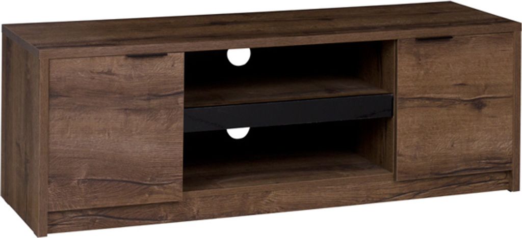 TV Lowboard Schrank Fernsehtisch DENVER DV8 eiche monastery / schwarz hochglanz 135 x 46 x 40cm