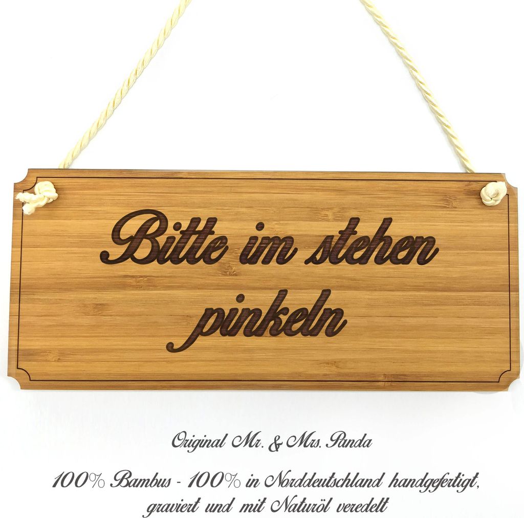 Mr. & Mrs. Panda Schild Bitte im stehen pinkeln - Geschenk, Produktbild 