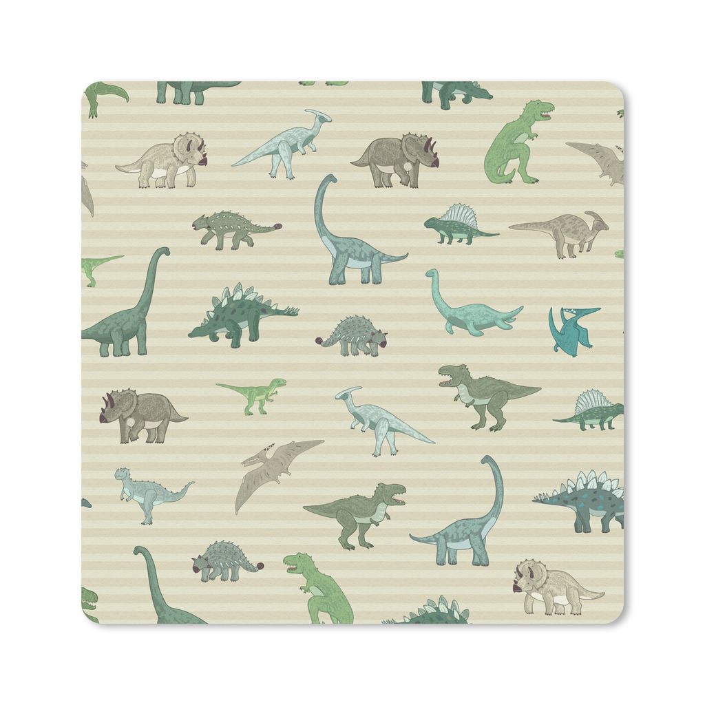 MuchoWow Mauspad Mousepad Dinosaurier - Braun - Grün - Jungen - Mädchen - Kinder 30x30 cm - Mousepads - Maus Mat - Pad - Mausunterlage - Gaming
