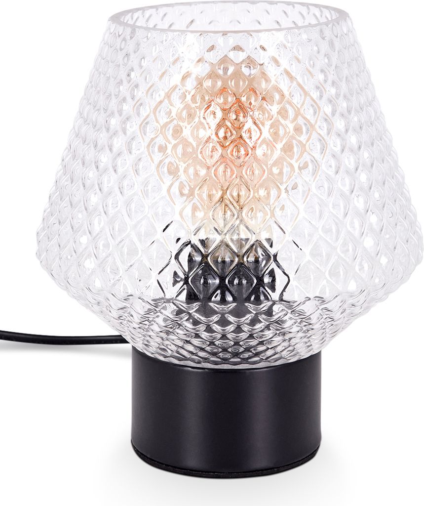 Giugliano Tischlampe aus Metall/Glas in Schwarz/Klar